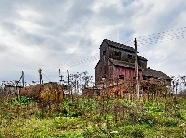 Stary Spichlerz Rolniczy Opuszczona Opuszczona Farma Rosja Obwód Tulijski — Zdjęcie stockowe