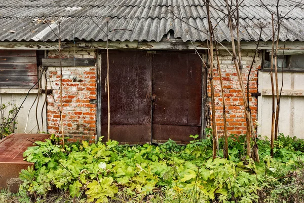 Ruined Building Old Gate Abandoned Collective Farm Russia Tula Region — Stock Photo, Image