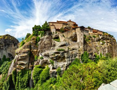 The Monastery of Great Meteoron. Monasteries on the top of rock in summer day in Meteora, Greece. 