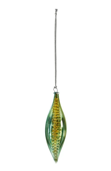 Hanging Christmas Green Bauble Old Soviet Ussr Isolated White Background — Stock Photo, Image