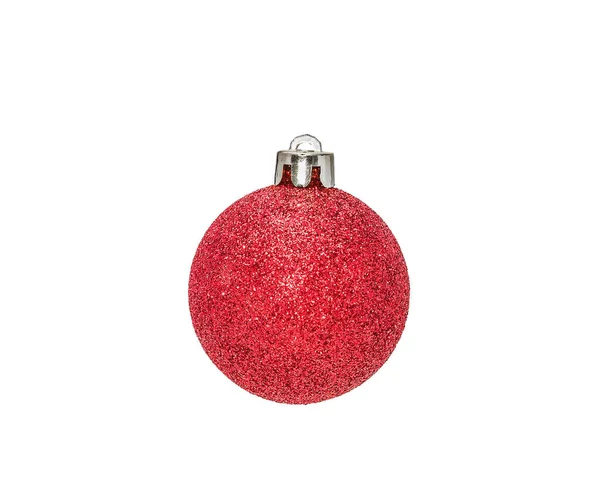 Red Christmas Ball Festive Decoration Isolated White Background — Stock Photo, Image