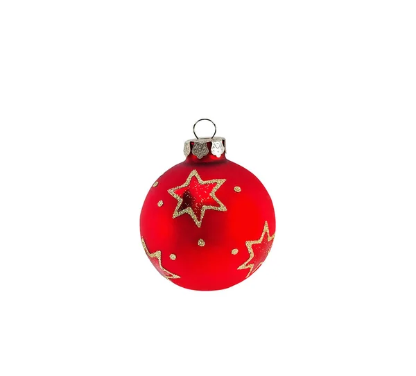 飾り白い背景で隔離赤いクリスマス安物の宝石をぶら下げ — ストック写真