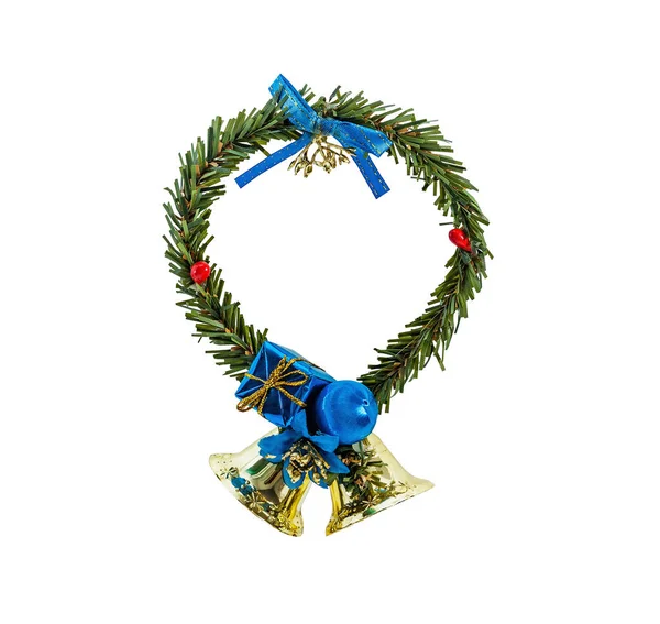 Christmas Wreath Bells Gift Isolated White — Stock Photo, Image