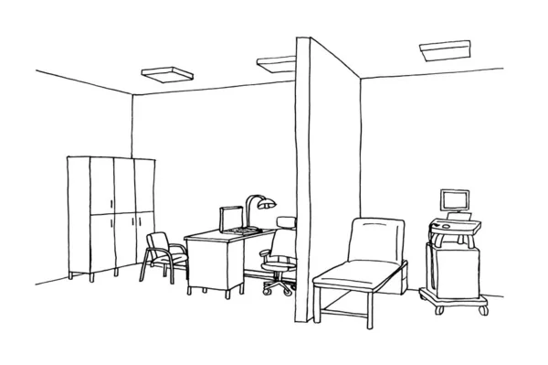 图形化草图医生办公室 病人入院 — 图库照片