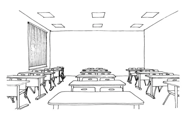Graphic Sketch Interior Classroom Liner — Stock Photo, Image