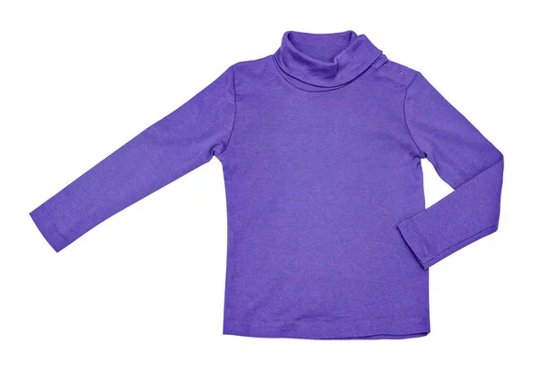 Abbigliamento Bambini Maglione Collo Alto Viola Bambini Isolato Sullo Sfondo — Foto Stock