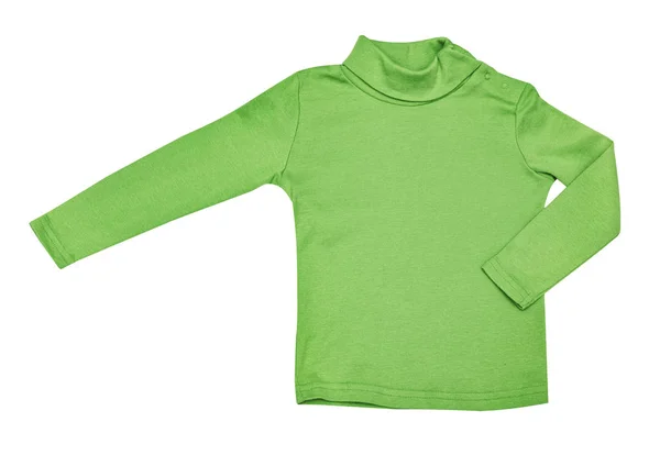 Abbigliamento Bambini Maglione Collo Alto Verde Bambini Isolato Sullo Sfondo — Foto Stock