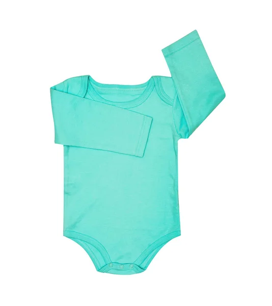 Children Wear Kid Baby Turquoise Bodysuit Clothes Romper Sleeper Isolated — Stock Photo, Image