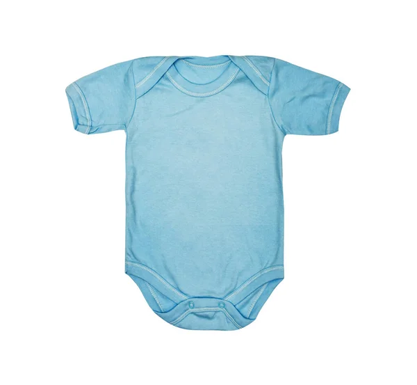 Odzież Dziecięca Dziecięcy Niebieski Body Suit Romper Śpiwór Izolowany Białym — Zdjęcie stockowe