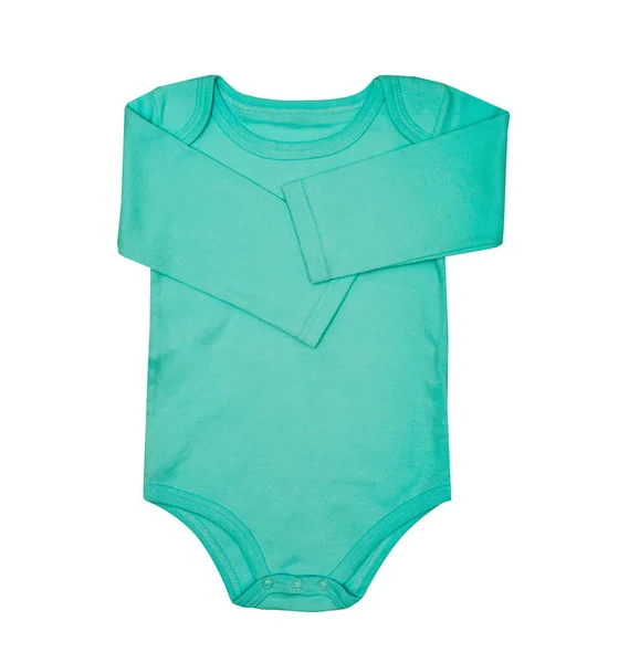 Children Wear Kid Baby Turquoise Bodysuit Clothes Romper Sleeper Isolated — Stock Photo, Image