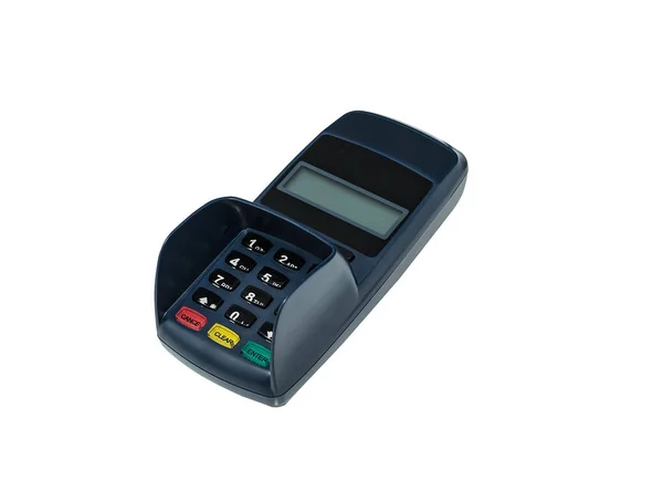 Electronic Payment Terminal Case Made Blue Plastic Isolated White — Stock Photo, Image