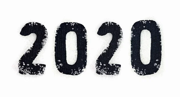 Für Weihnachten Und Neujahr Die Inschrift 2020 Aus Jeans Bedeckt — Stockfoto