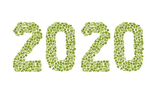 Para Natal Ano Novo Inscrição 2020 Criado Partir Folhas Verdes — Fotografia de Stock