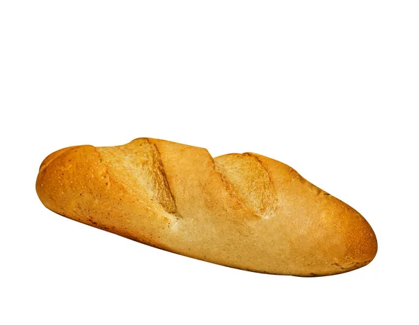 Bageta Bochník Bílého Chleba Izolováno Bílém — Stock fotografie