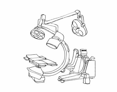 Grafik çizim odası, hasta için masa aydınlatma cihazları, anestezi için ekipman..