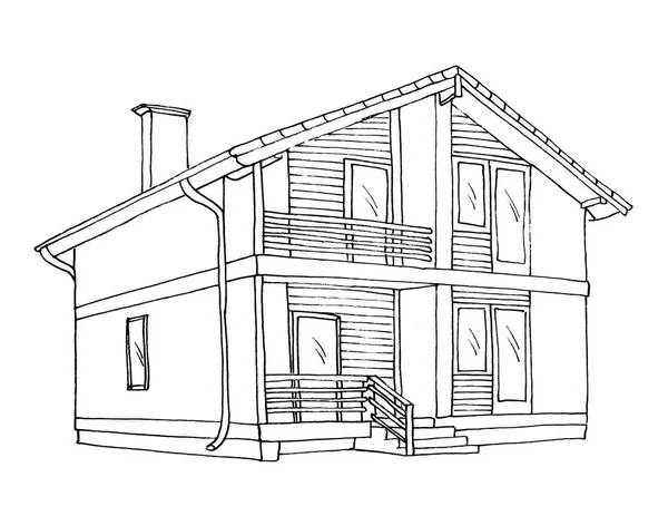 Graphic Sketch Residential Two Story House — Stock Photo, Image