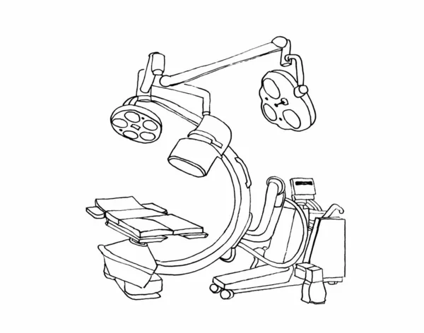 Sala Cirurgia Esboço Gráfico Mesa Para Paciente Dispositivos Iluminação Equipamentos — Fotografia de Stock