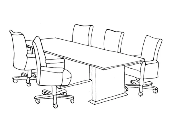 Croquis Graphique Table Réunion Chaises Bureau — Photo