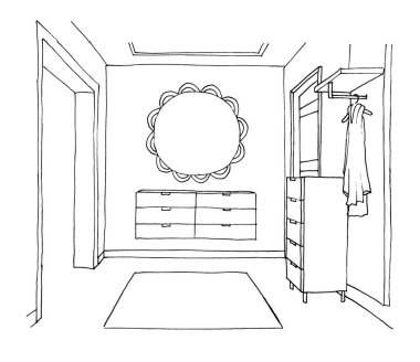 Evdeki çizim salonu. Giriş kapısı.