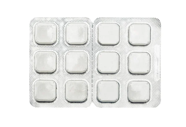 Packar Stora Fyrkantiga Vita Piller Isolerad Vit — Stockfoto