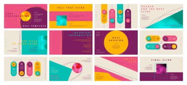 Sunum şablonu tasarımı. Vektör bilgi grafikleri. Sunum broşüründe ve broşürde kullanın. Şirket, pazarlama reklamı yıllık rapor afişini sunar. Sunum slaytı için çok amaçlı şablon.