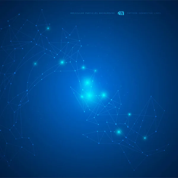 Moleculaire structuur Abstracte achtergrond met een moleculaire structuur uit cirkels en lijnen. Wereldwijde netwerkverbinding. Banner sjabloon voor technologie. Geometrisch geometrisch patroon — Stockvector