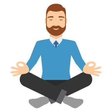 Lotus pozisyonunda meditasyon yapan iş adamı..