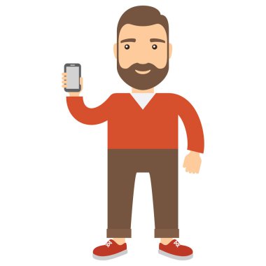 Adam cep telefonu tutan.