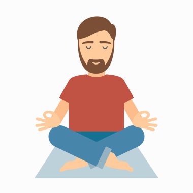 Halının üzerinde meditasyon adam.