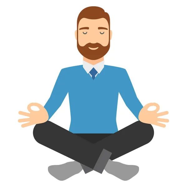 Zakenman mediteren in lotus pose. — Stockvector