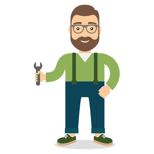 Man with wrench. — Stock Vector