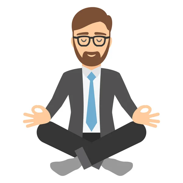 Empresario en traje meditando. — Vector de stock