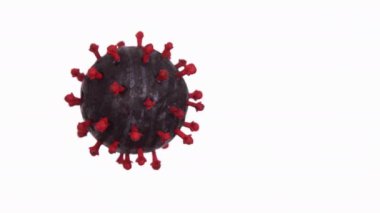 COVID-19 koronavirüs molekülü beyaz üzerinde dönüyor