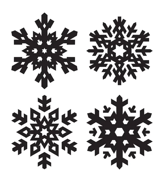 4 シンプルな黒雪のセット — ストックベクタ