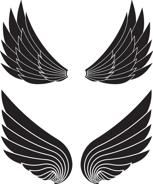 Deux paires d'ailes décoratives — Image vectorielle