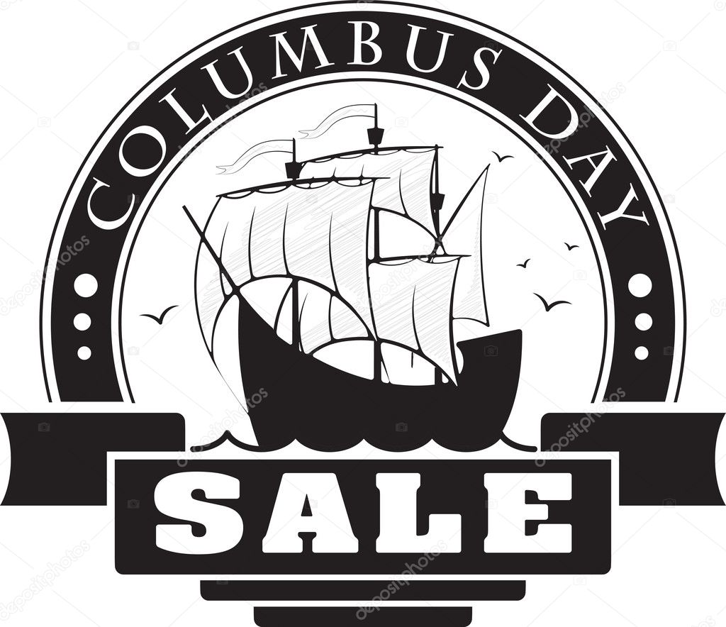 Columbus day sale decorative label
