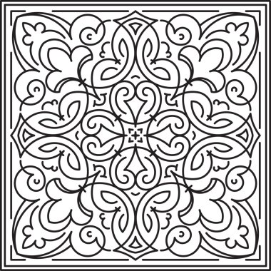 kare mandala, etnik dekoratif öğe.