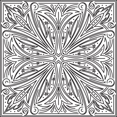 kare mandala, etnik dekoratif öğe.