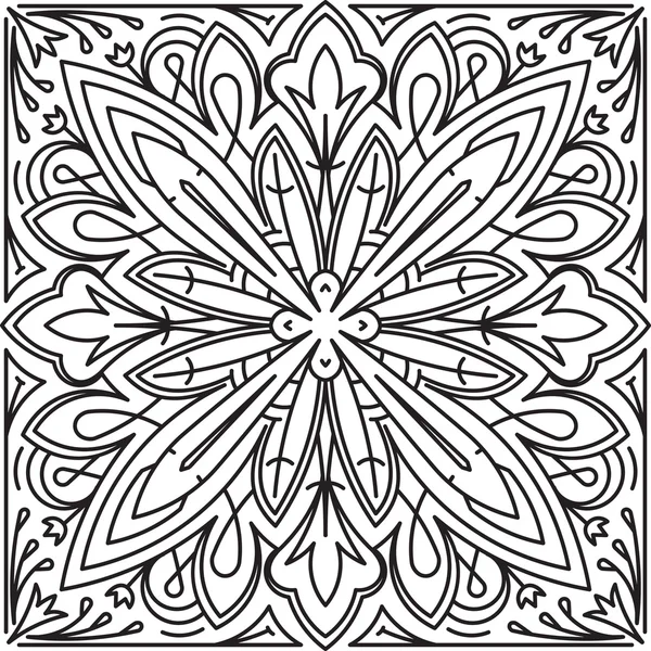 Quadratisches Mandala, ethnisches dekoratives Element. — Stockvektor