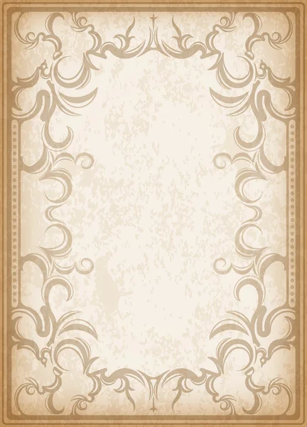 Old frame on aged paper with dark edges — Stock Vector