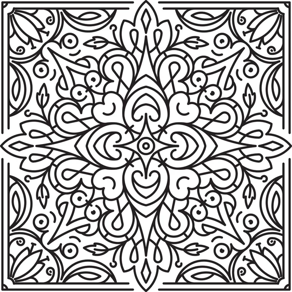Square mandala, ethnic decorative element. — Stock vektor