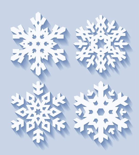 4 つの装飾的な雪のセット — ストックベクタ
