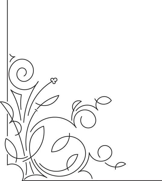 Dekorative florale Ecke im Linienstil — Stockvektor
