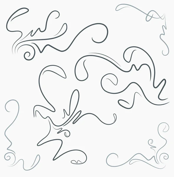 Elementi decorativi di disegno floreale calligrafico — Vettoriale Stock