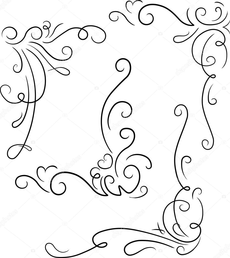 Set of ornamental decorative floral corners