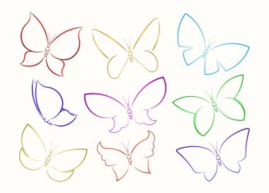 Set of nine butterflies clipart