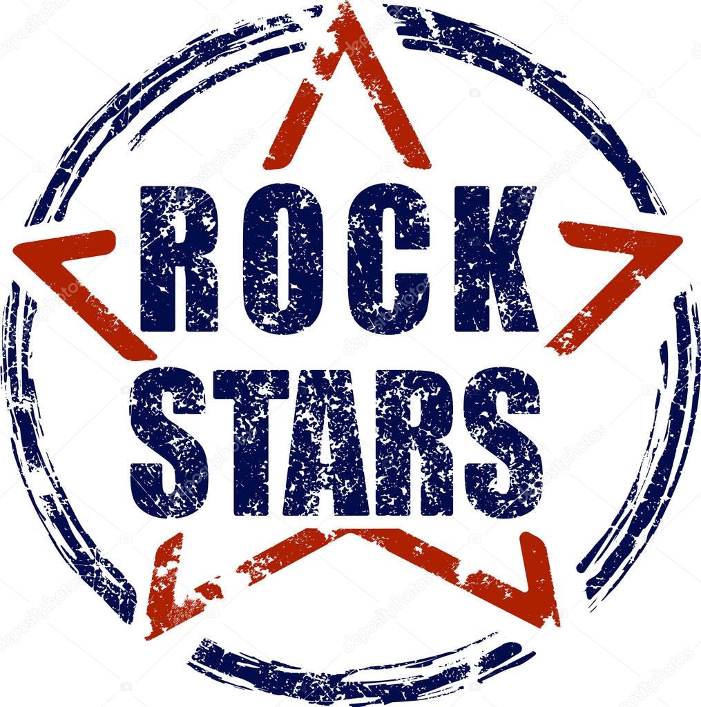 Rock stars blue and red rubber stamp 