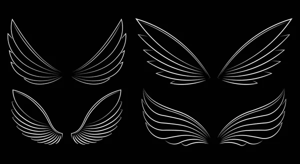 Serie di ali su un nero — Vettoriale Stock