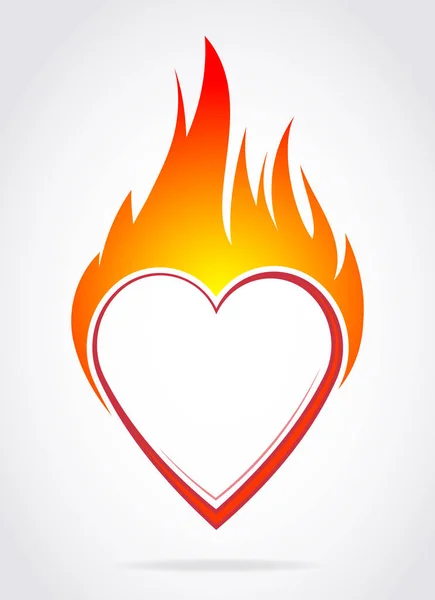 Brandende kleurrijke hart met vlam — Stockvector