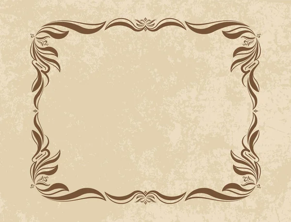 Old frame on aged paper — Stock Vector